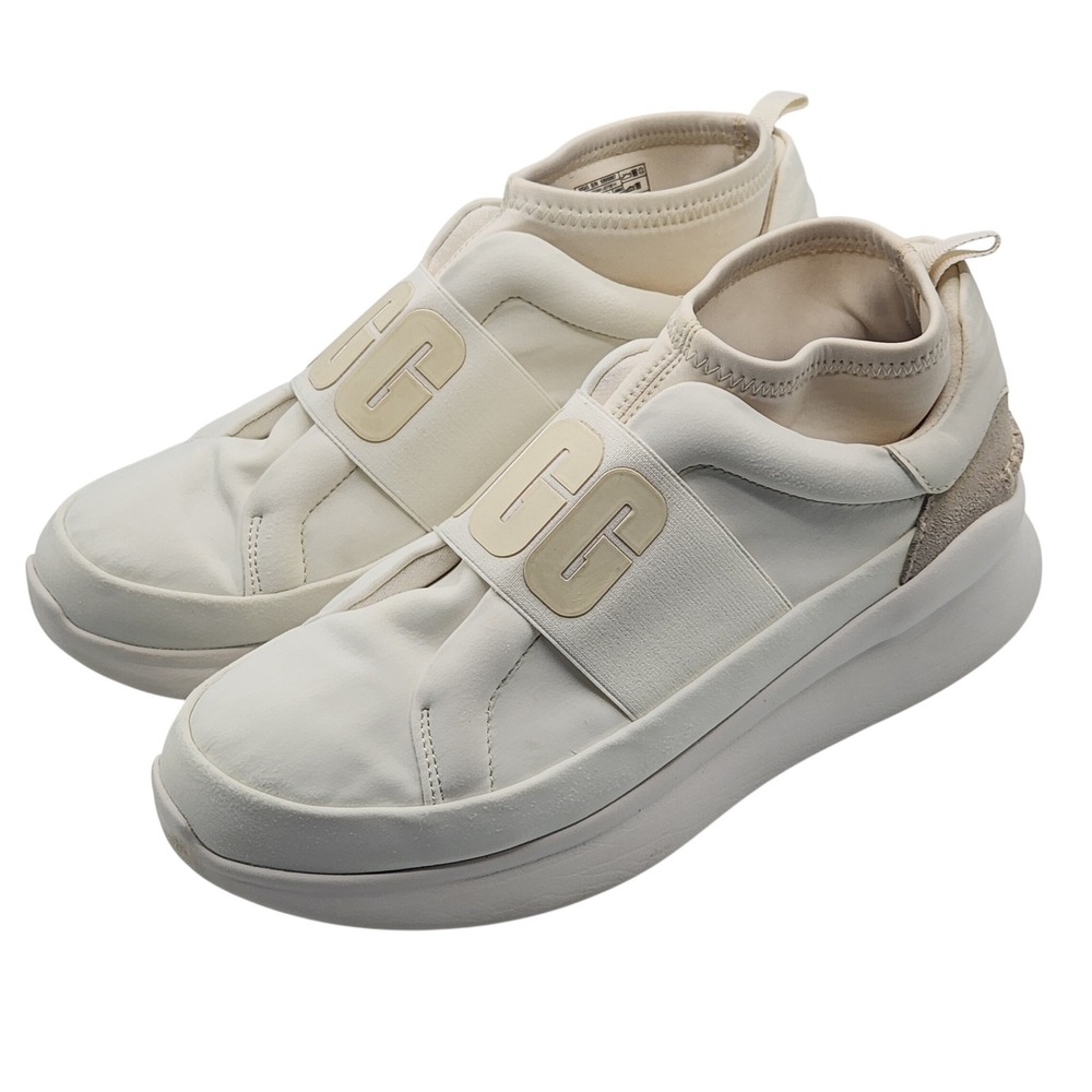 UGG Neutra White Neoprene Platform Sneakers Logo Strap 1095097 Womens 9